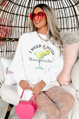 "I Need A Huge Margarita" Graphic - Multiple Shirt Options (White) - Print On Demand