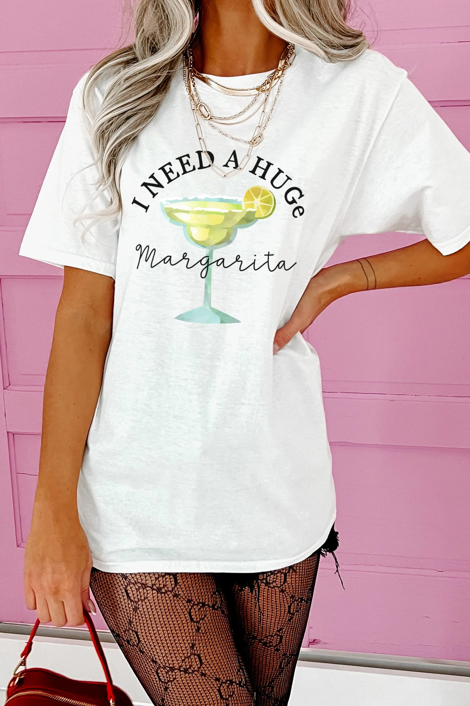 "I Need A Huge Margarita" Graphic - Multiple Shirt Options (White) - Print On Demand