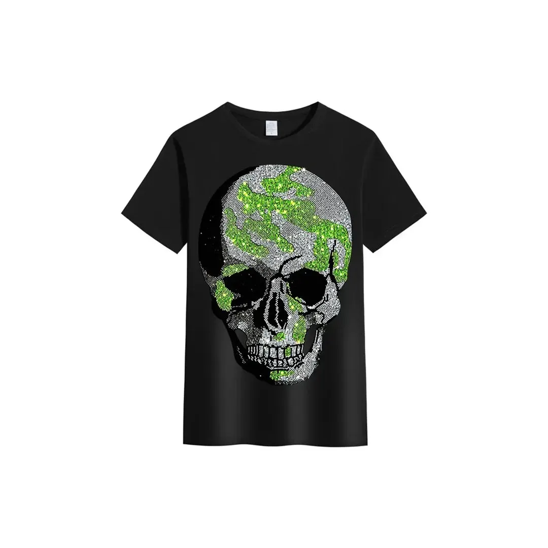 Rhinestone Skull Blue T-shirt