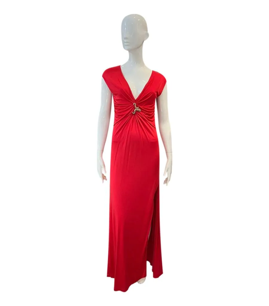 Roberto Cavalli Gathered Embellished Gown. Size 44IT
