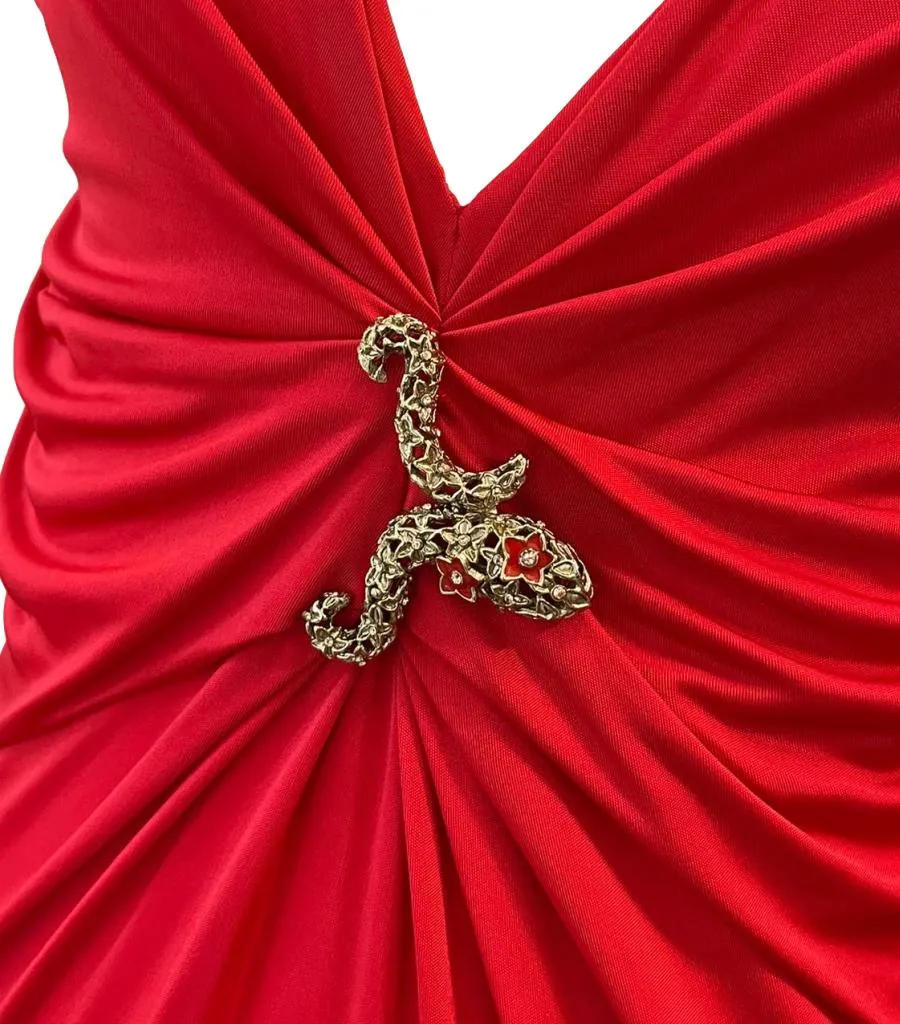 Roberto Cavalli Gathered Embellished Gown. Size 44IT