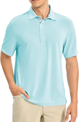 TBMPOY Men's Polo Shirts Short Sleeve 3-Button Golf Moisture Wicking Athletic Tennis T-Shirts Casual Collared Shirt