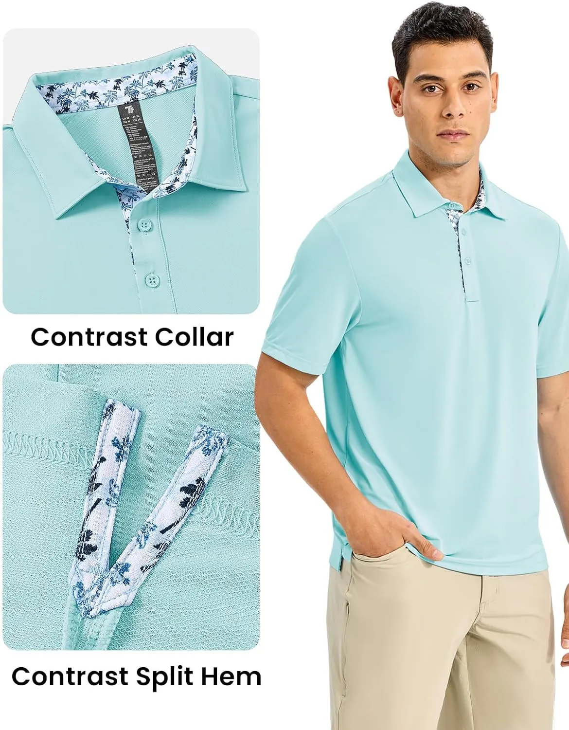 TBMPOY Men's Polo Shirts Short Sleeve 3-Button Golf Moisture Wicking Athletic Tennis T-Shirts Casual Collared Shirt