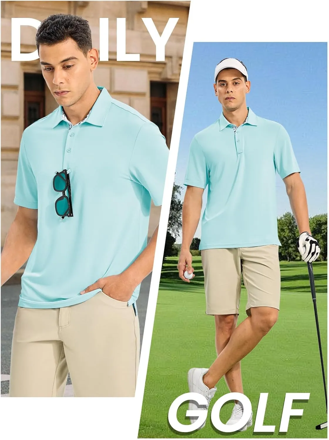 TBMPOY Men's Polo Shirts Short Sleeve 3-Button Golf Moisture Wicking Athletic Tennis T-Shirts Casual Collared Shirt