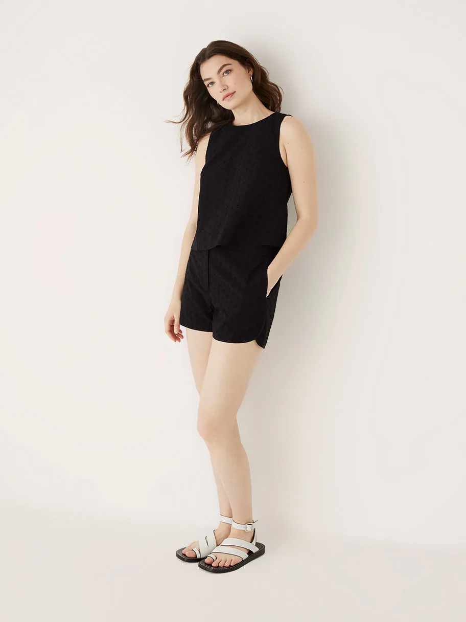 The Embroidered Shell Top in Black