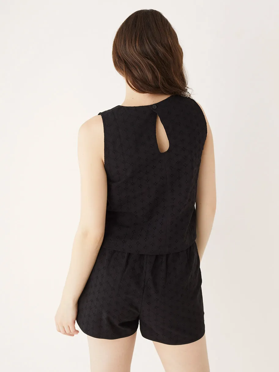 The Embroidered Shell Top in Black
