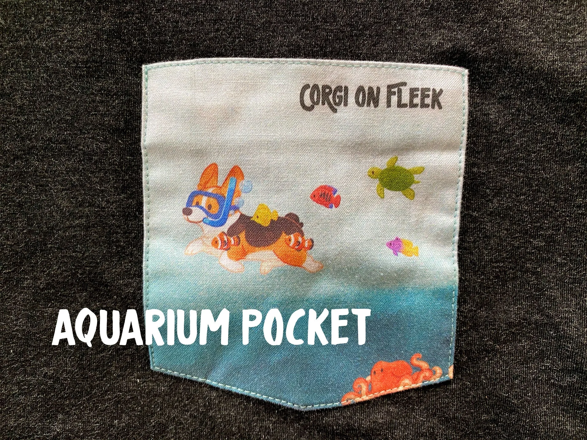 Ultra Soft Corgi Aquarium Pocket T-shirt