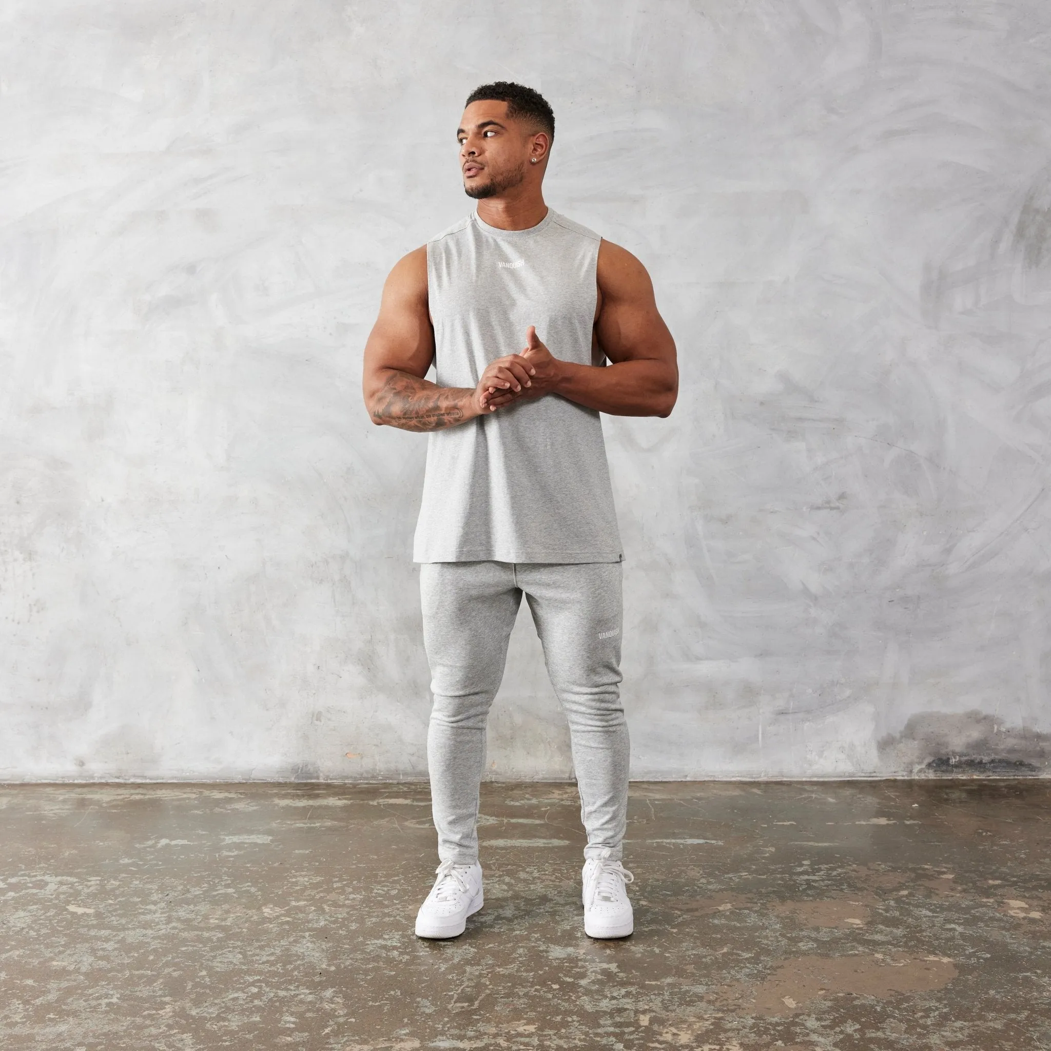 Vanquish Essential Grey Oversized Sleeveless T Shirt
