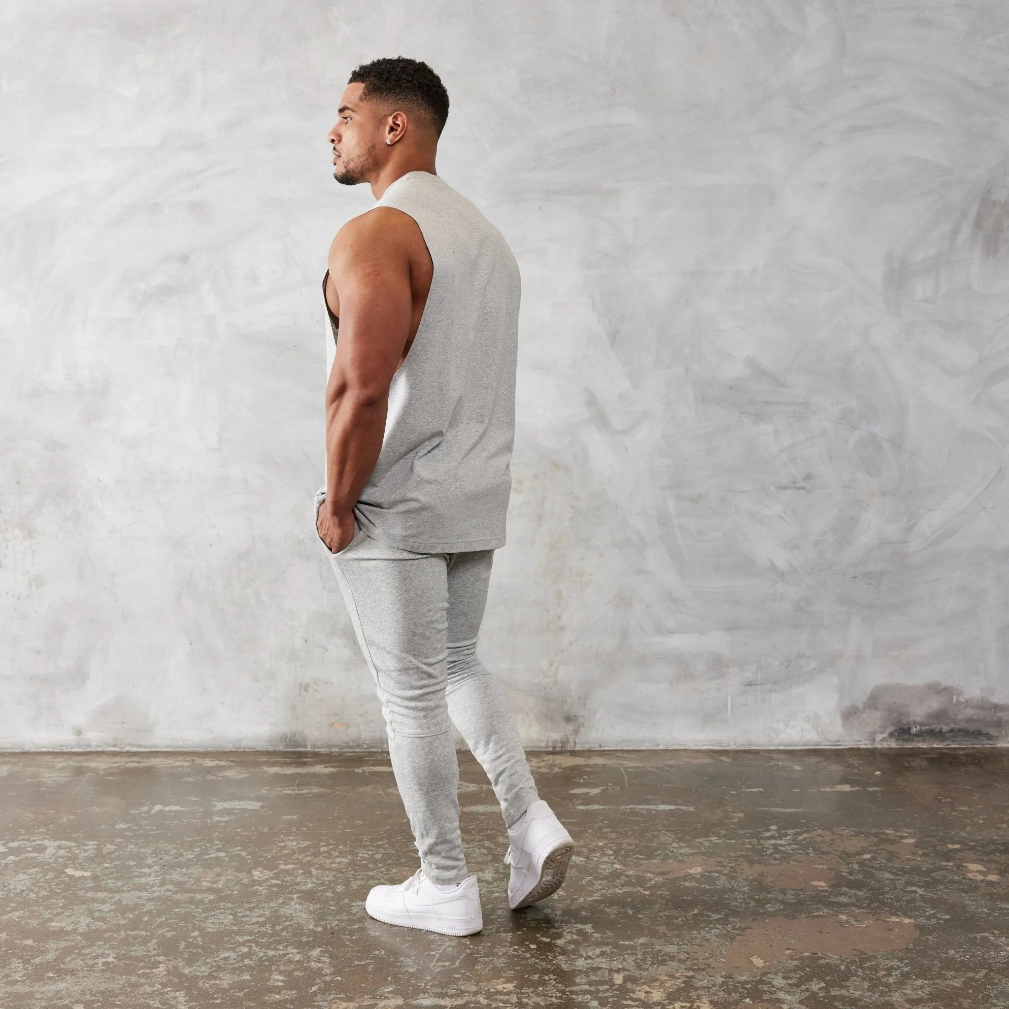 Vanquish Essential Grey Oversized Sleeveless T Shirt