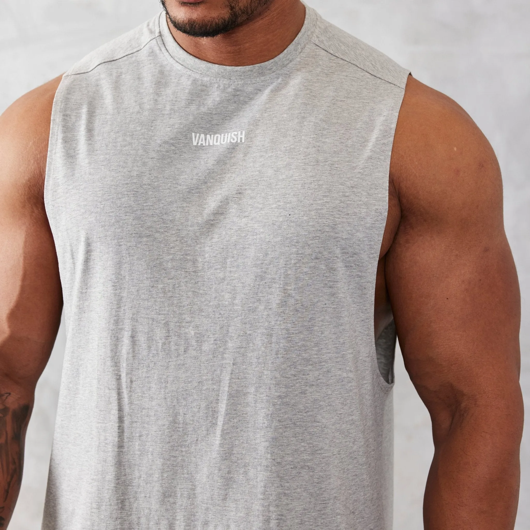 Vanquish Essential Grey Oversized Sleeveless T Shirt