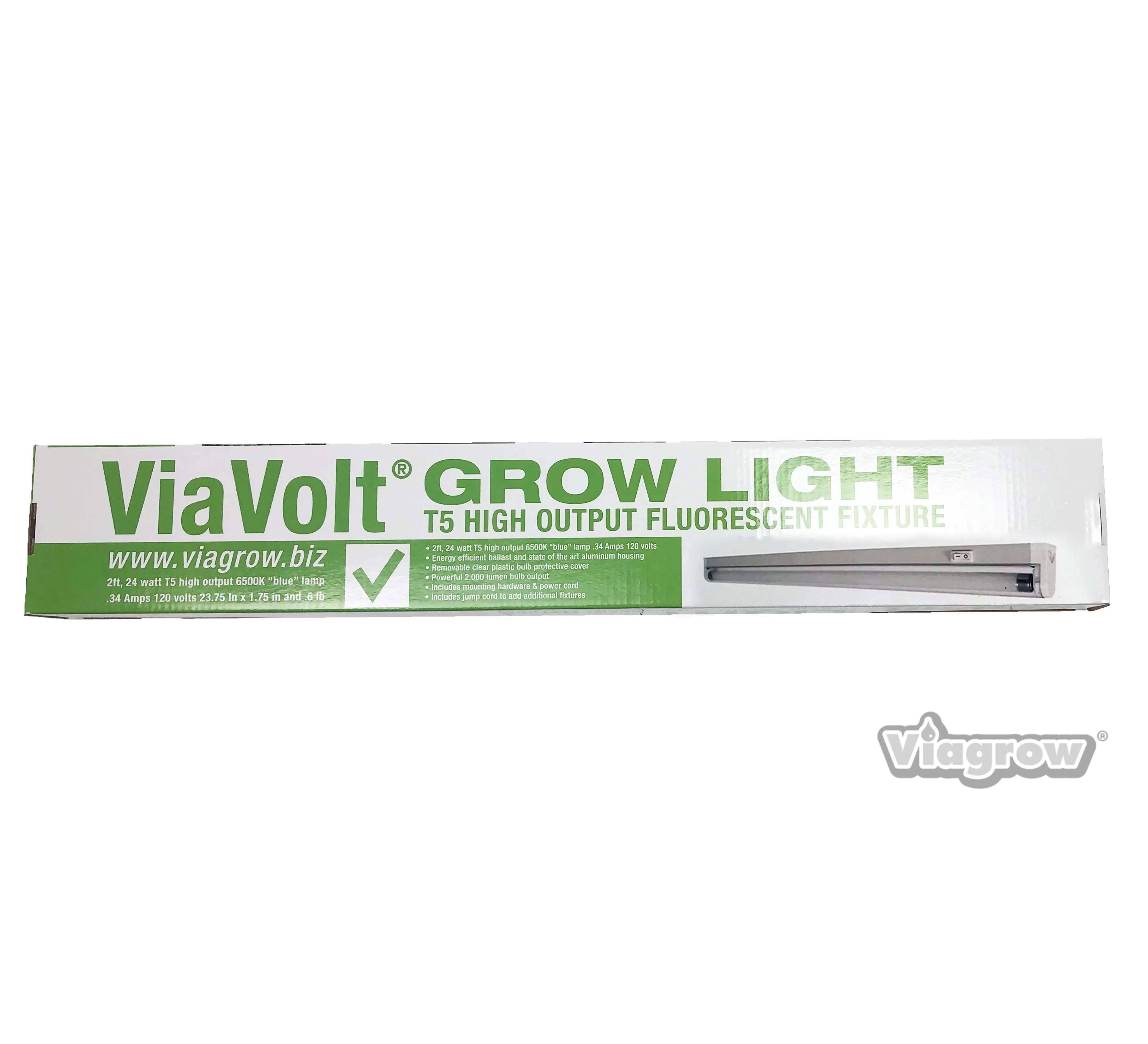 ViaVolt 2FT T5 High-Output Fluorescent Grow Light Fixture, 1-Bulb, Pack of 12 – Optimized for Indoor Plant Growth