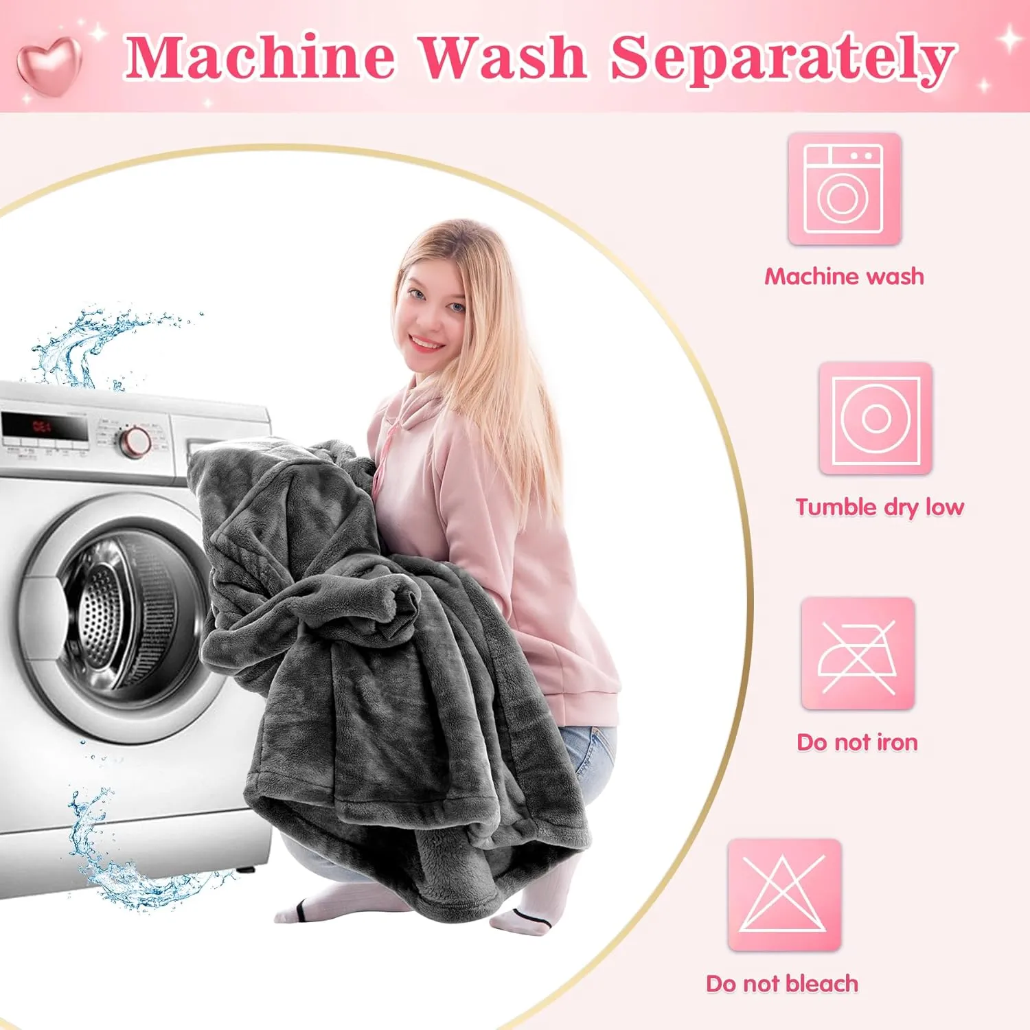 Waitu Wearable Blanket Sweatshirt Gifts for Women and Men, Warm and Cozy Giant Blanket Hoodie, Thick Flannel Blanket with Sleeves and Giant Pocket - Dark Gray