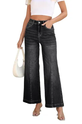 Women High Rise Flared Jeans Straight Leg Jeans for Women Trendy Mom Baggy Wide Leg Denim Pants