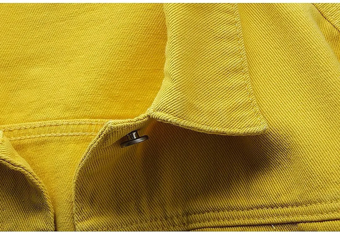 Women's Denim Cotton Button Closed Long Sleeve Solid Color Jacket With Pockets