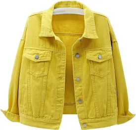 Women's Denim Cotton Button Closed Long Sleeve Solid Color Jacket With Pockets