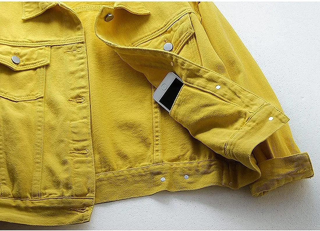 Women's Denim Cotton Button Closed Long Sleeve Solid Color Jacket With Pockets