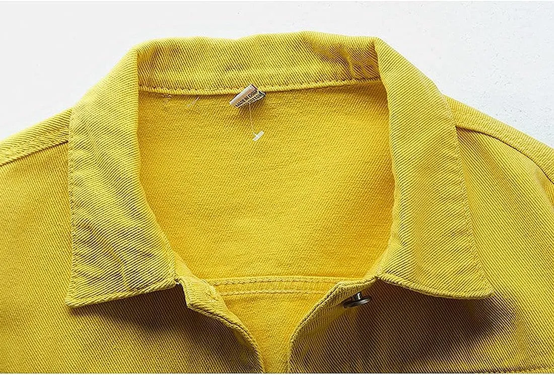 Women's Denim Cotton Button Closed Long Sleeve Solid Color Jacket With Pockets