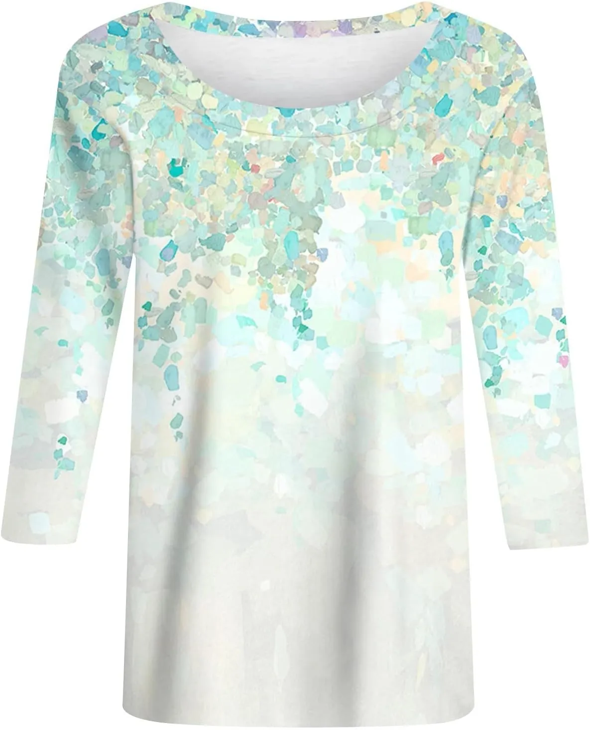 Womens Fall Tops 3/4 Sleeve Crewneck Cute Shirts Casual Trendy Print Blouses Length T Shirt 2024