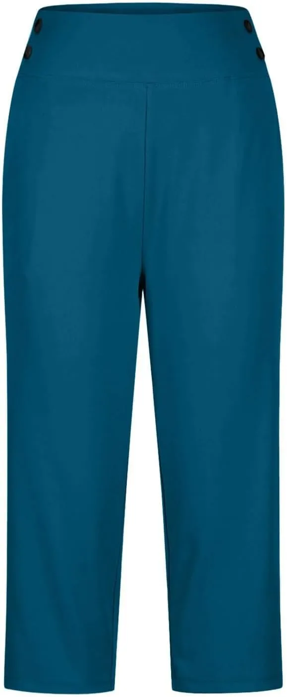 Women's Summer Capri Pants High Waisted Stretch Cropped Trousers Casual Comfortable Yoga Workout Wear Pure Color